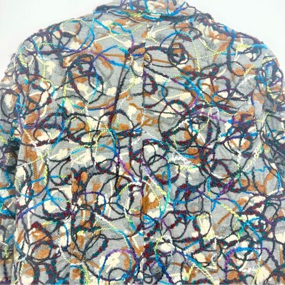 KakTus Gray Colorful All Over Yarn Embellished Button Front Blazer Jacket - Picture 12 of 16